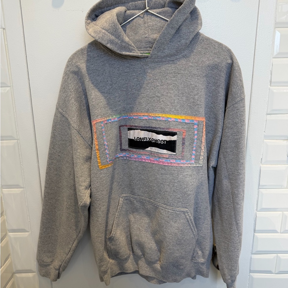 LONELY GHOST Gray Sweater with Multicolor Trim